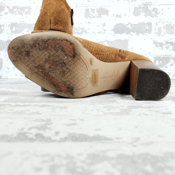 Jessica Simpson Kymber Brown Suede Perforated Zip Up Ankle Booties O661 - Picture 8 of 13